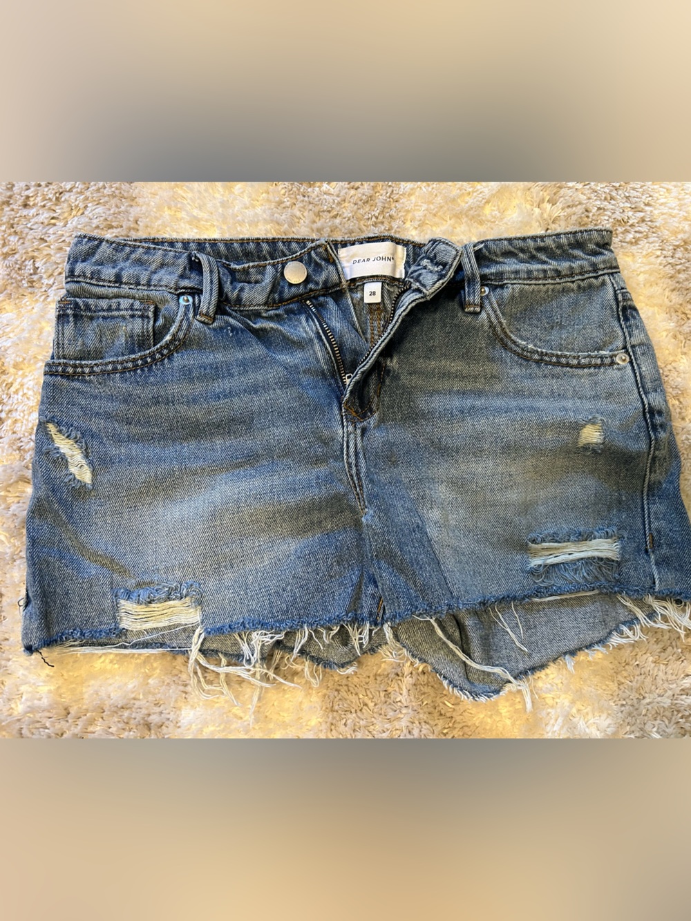 Dear John Distressed Blue Denim Jean Shorts